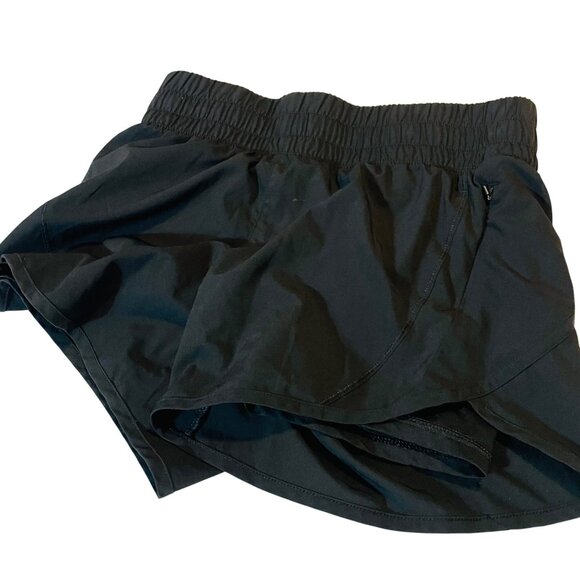 Black Athletic Running Shorts With spandex Liner Zippered Pocket - Picture 3 of 10